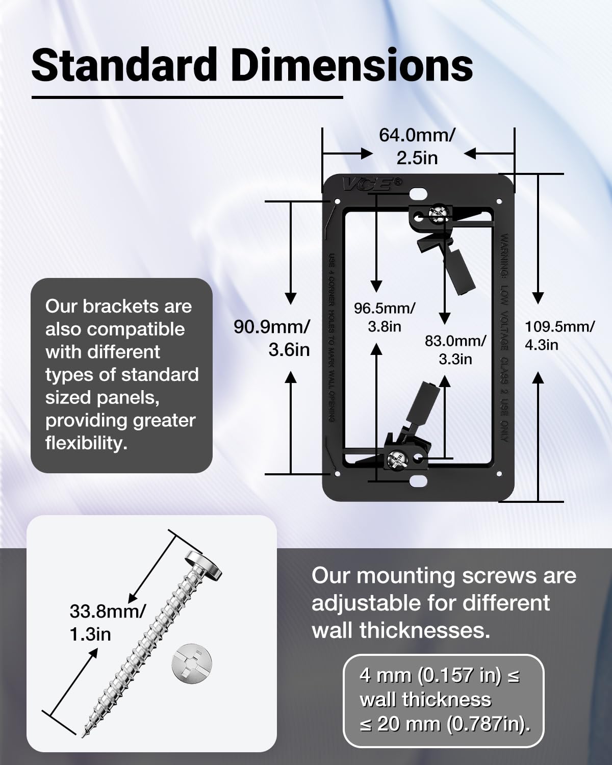 VCELINK 4K HDMI Outlet Wall Plate 1-Port Kit, with Mounting Bracket, 2 Pack