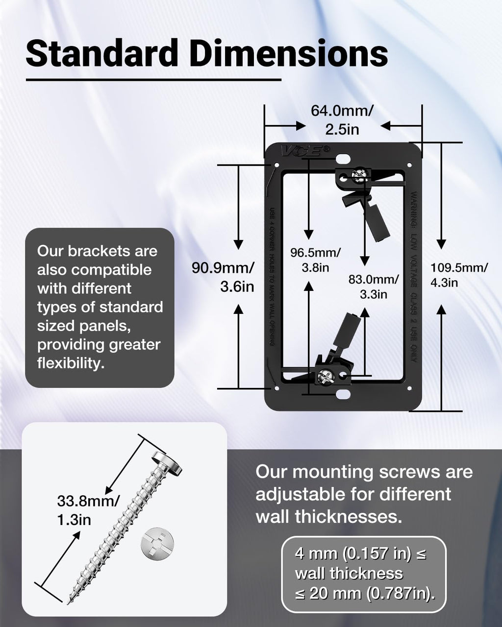 VCELINK 4K HDMI Outlet Wall Plate 2-Port Kit, with Mounting Bracket, 2 Pack