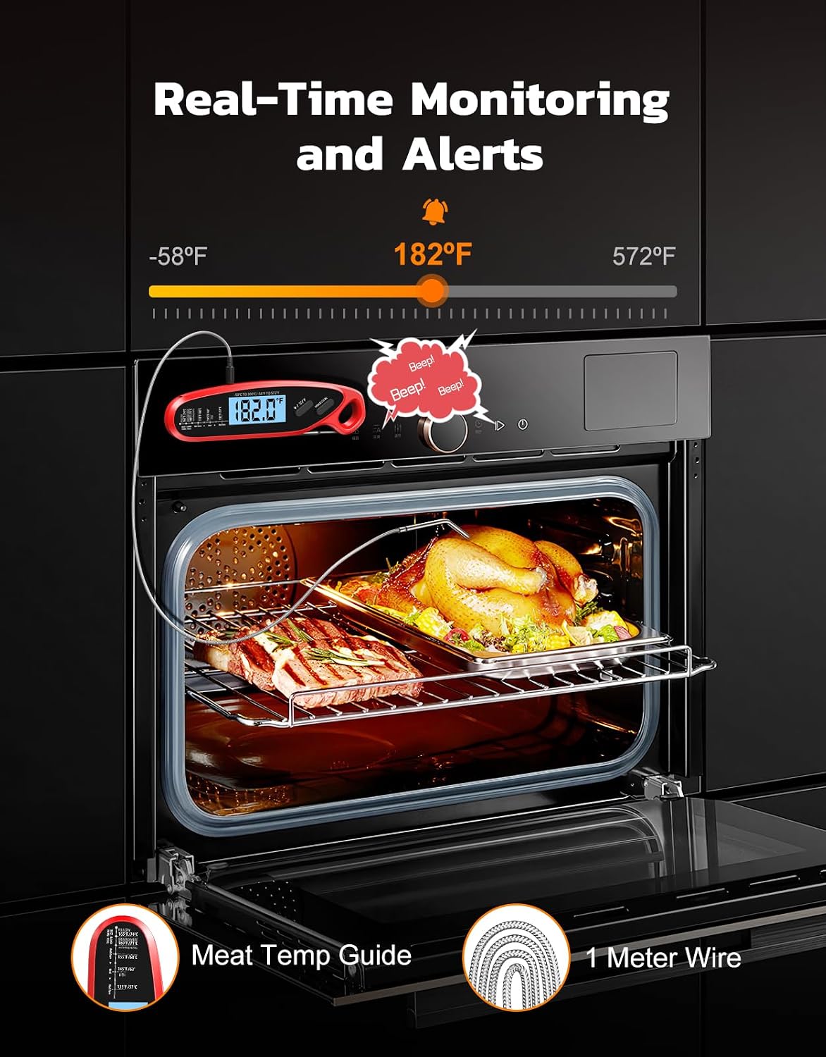Instant Read Meat Thermometer Digital for Cooking with Dual Probe