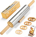 304 Stainless Steel Adjustable Rolling Pin with Thickness Rings