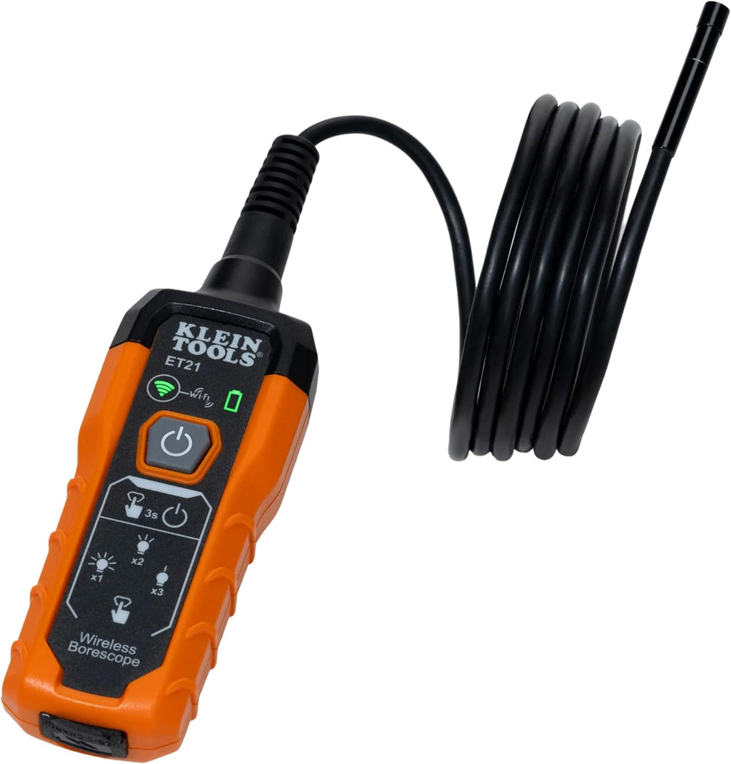 Klein Tools ET21 WiFi Borescope with Light, 5.5 mm 5-Foot Waterproof Snake