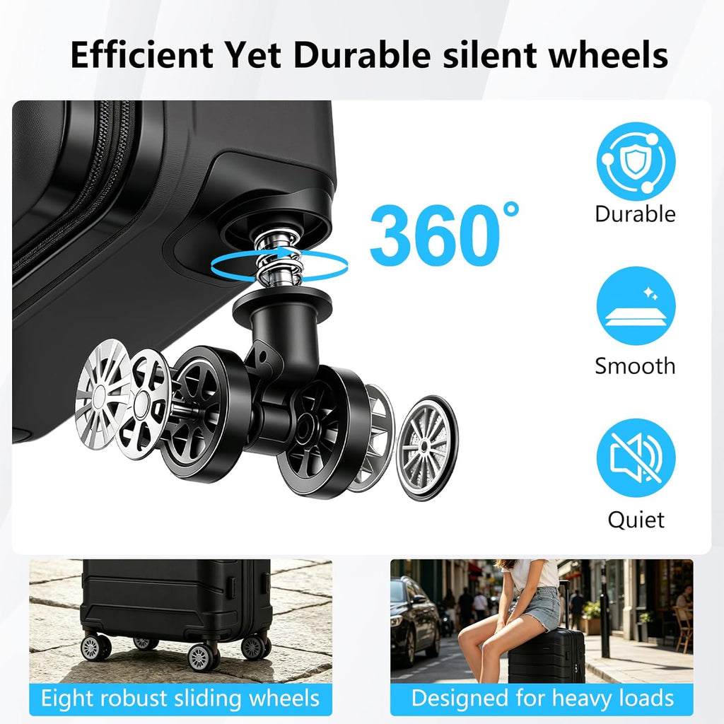 Luggage Sets 3 Piece, Hardside Carry On Suitcase with Spinner Wheels, Lightweight Durable Luggage for Travel | TSA