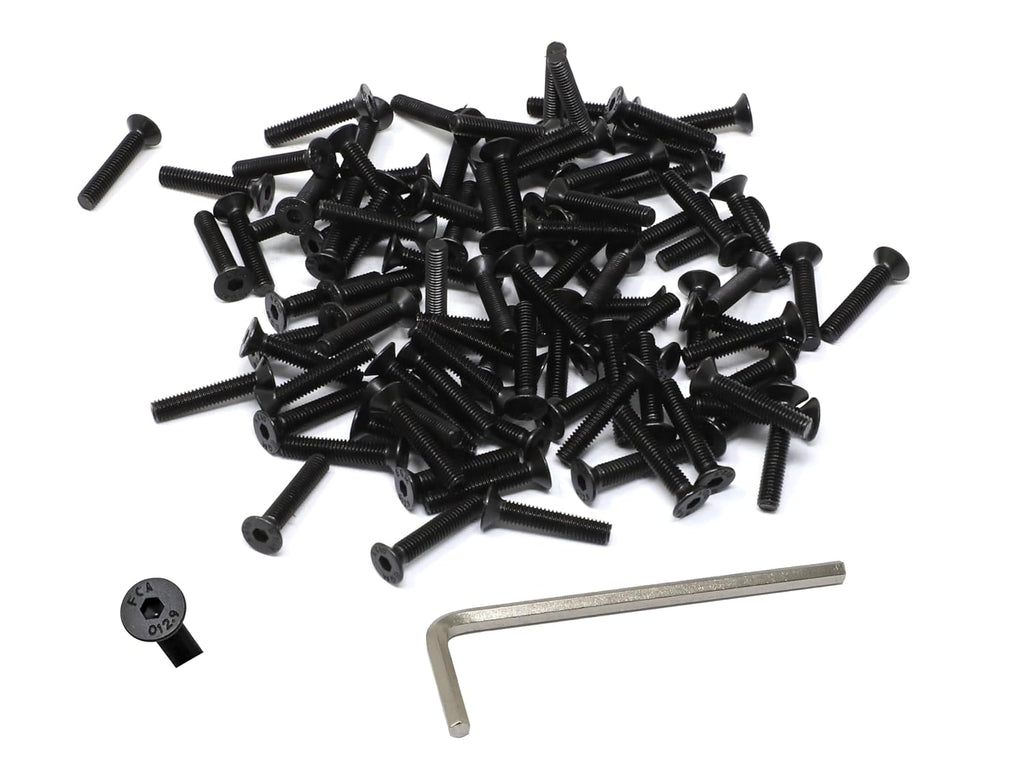 iexcell 100 Pcs M3 x 16mm Thread Pitch 0.5 mm Alloy Steel 12.9 Grade Hex Socket Flat Head Cap Screws Bolts Kit, Black Oxide Finish