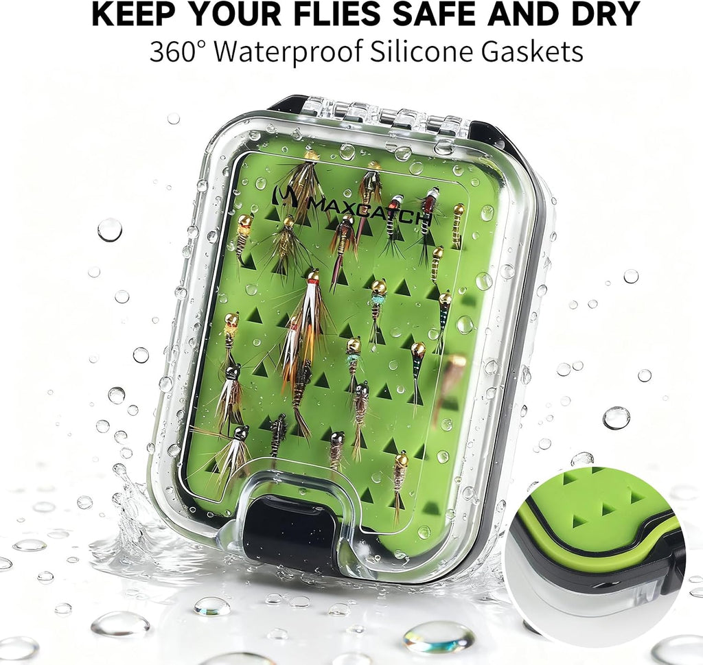 Maxcatch Nymph Fly Fishing Flies Kit for Trout, 24-Piece Assortment with Waterproof Pocket Box, Hand-Tied