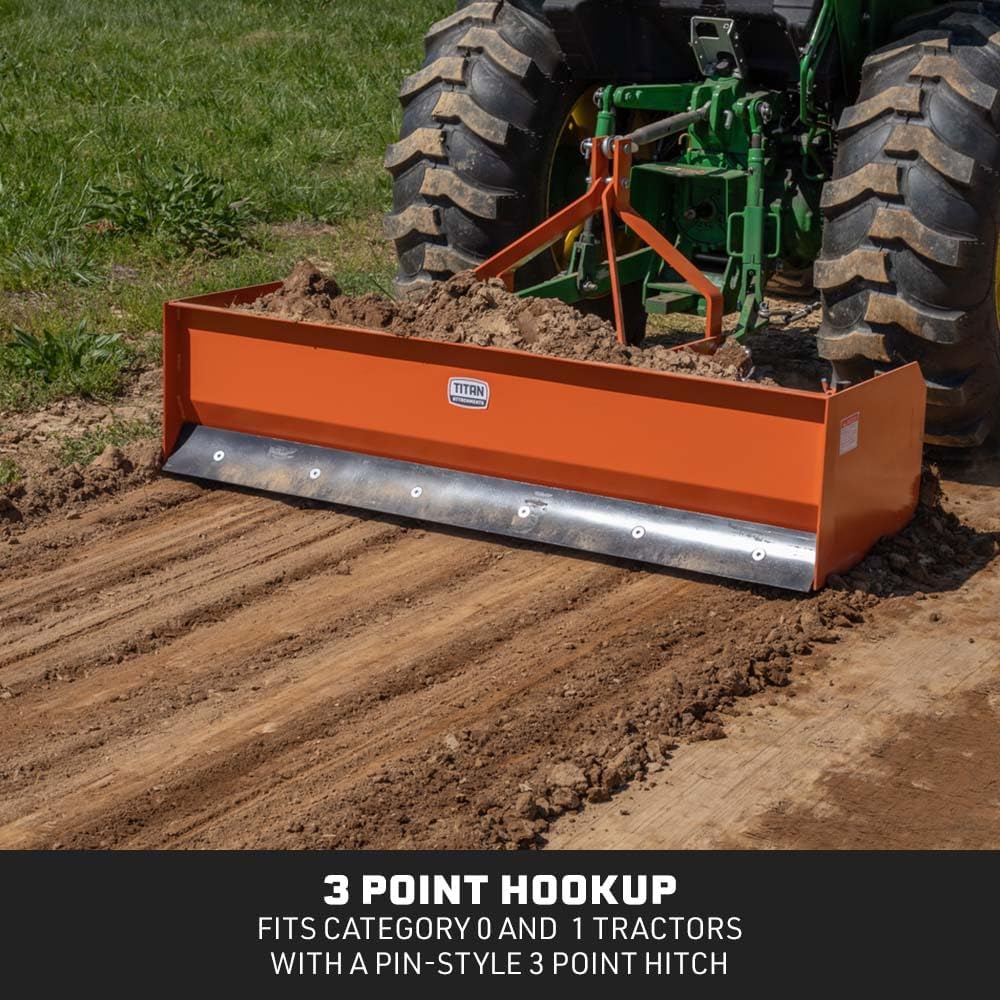 Titan 4' - 7' Box Blade Tractor Attachment Category 1 Cat 0 Scarifier Shank