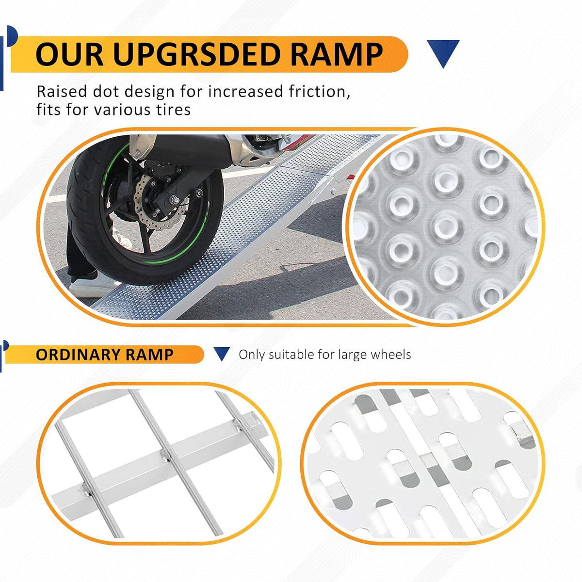 Folding Portable Ramps, 7.5FT Aluminum ATV, Truck, Motorcycle & Trailer Ramps - 1500Lbs Max Load / 2Pcs