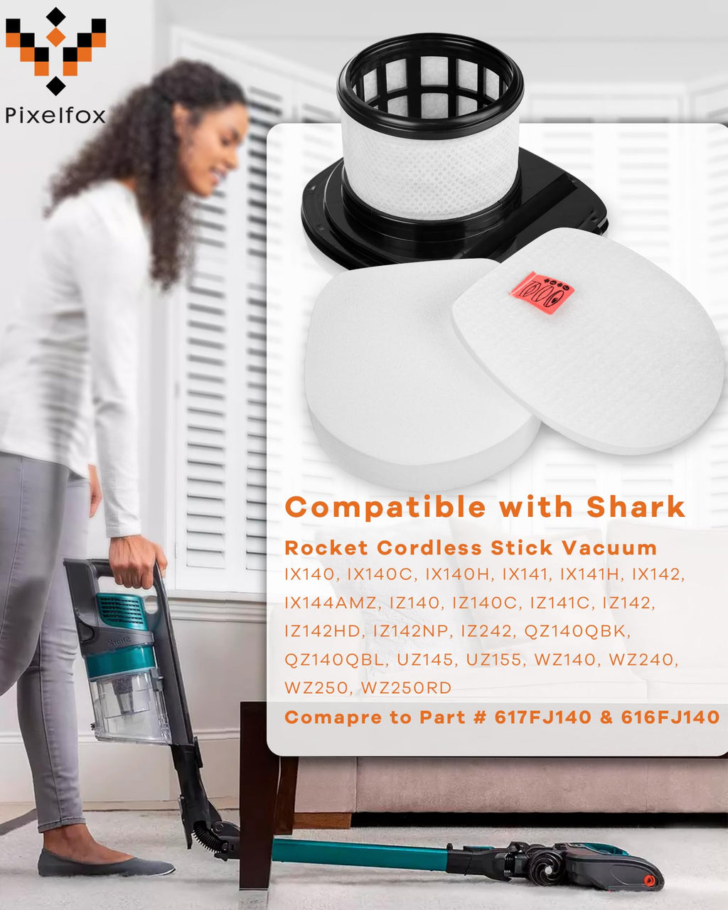 Pixelfox IX140 IX141 IX142 Filter for Shark Rocket Pet Pro IZ140 IZ141C