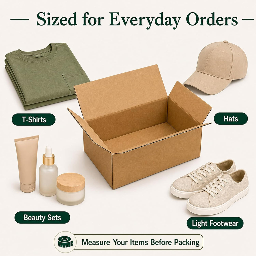 10x8x6 Brown Kraft Shipping Boxes for Small Business, 20 Pack