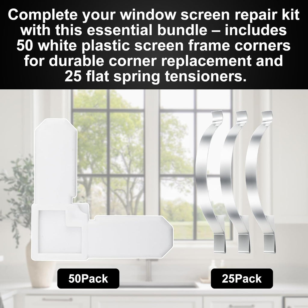 50 Screen Frame Corner 5/16".x 3/4".& 25 Window Screen Tension Spring Clips