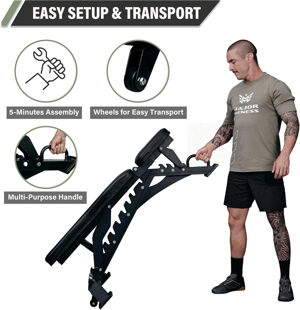 MAJOR FITNESS Weight Bench - 1300LBS Weight Capacity and 36 Adjustable Positions Strength Training Bench for Garage