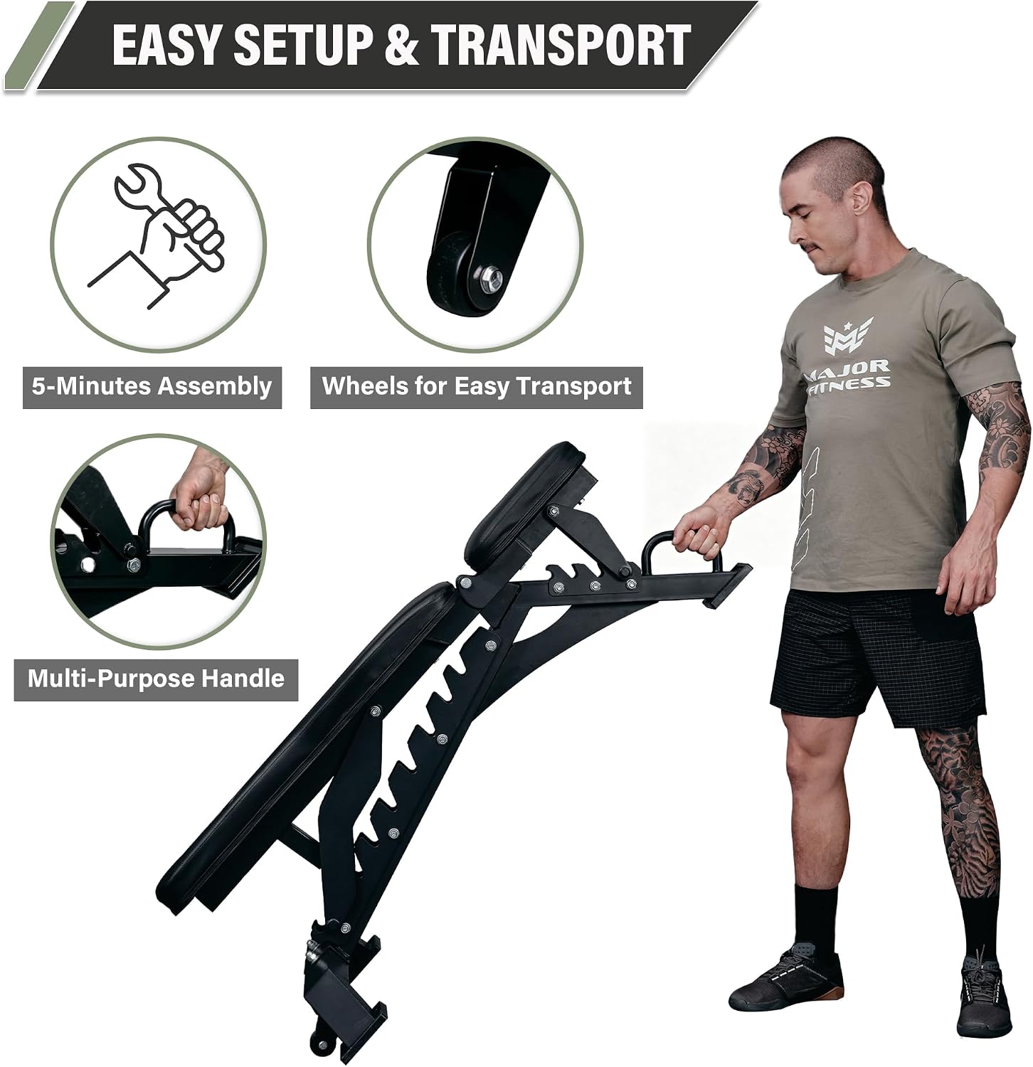 MAJOR FITNESS Weight Bench - 1300LBS Weight Capacity and 36 Adjustable Positions Strength Training Bench for Garage