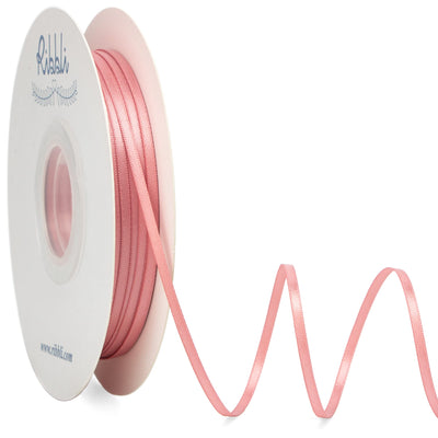 Satin Ribbon 1/8 inch x Continuous 100 Yards, Thin Rose Gold Ribbon Double Faced Use for Wedding Invitation Card