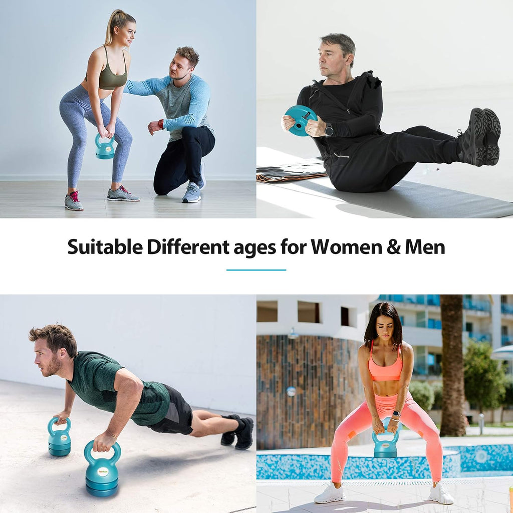 Adjustable Kettlebell Weights Set Cast Iron Exercise Fitness Kettle Ball Grip 5, 8, 9,12lb Free Weight Men Women