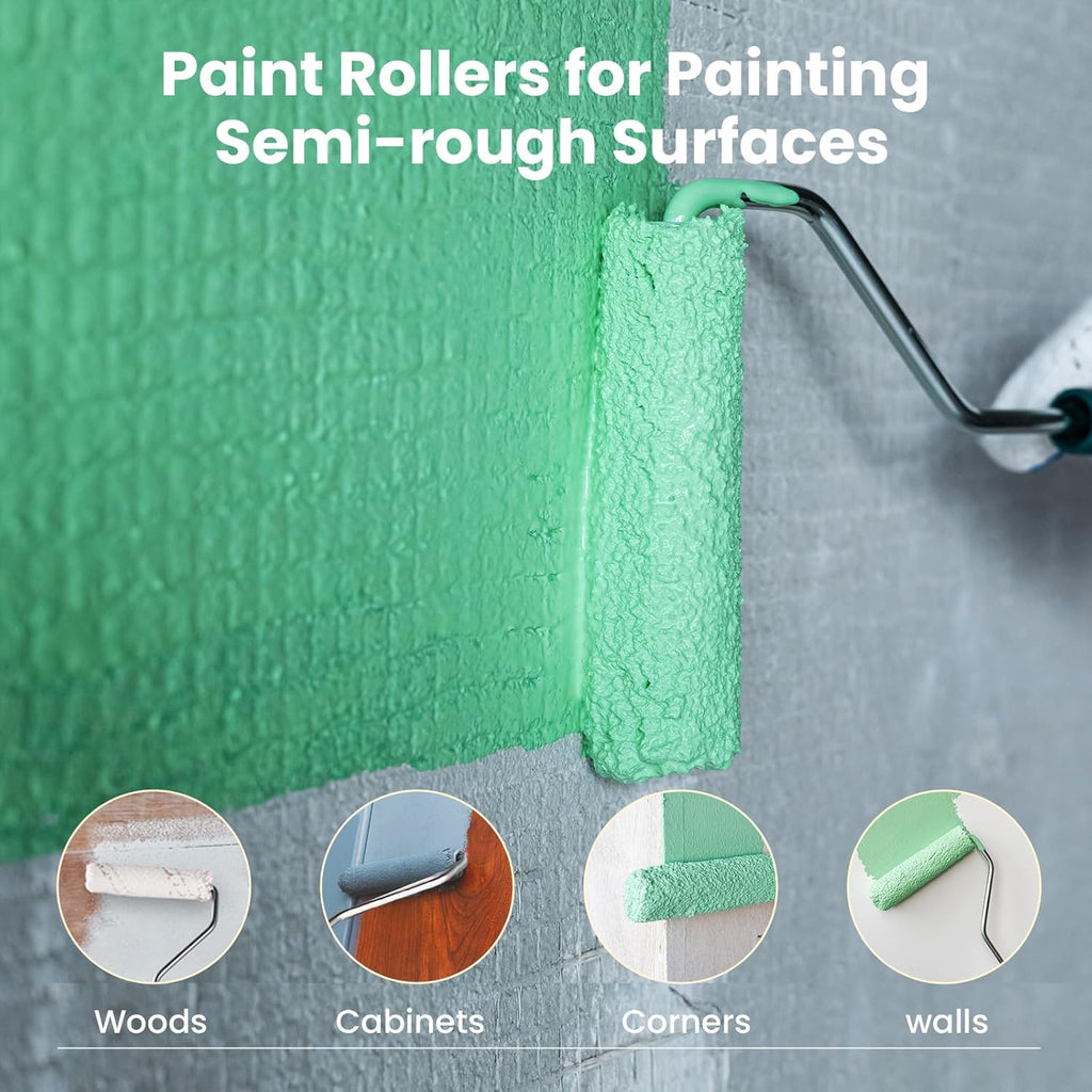 Microfiber Paint Roller Covers 4 Inch, 40 Pack Small Paint Roller Covers with Roller Frame Kit, Mini Paint Rollers