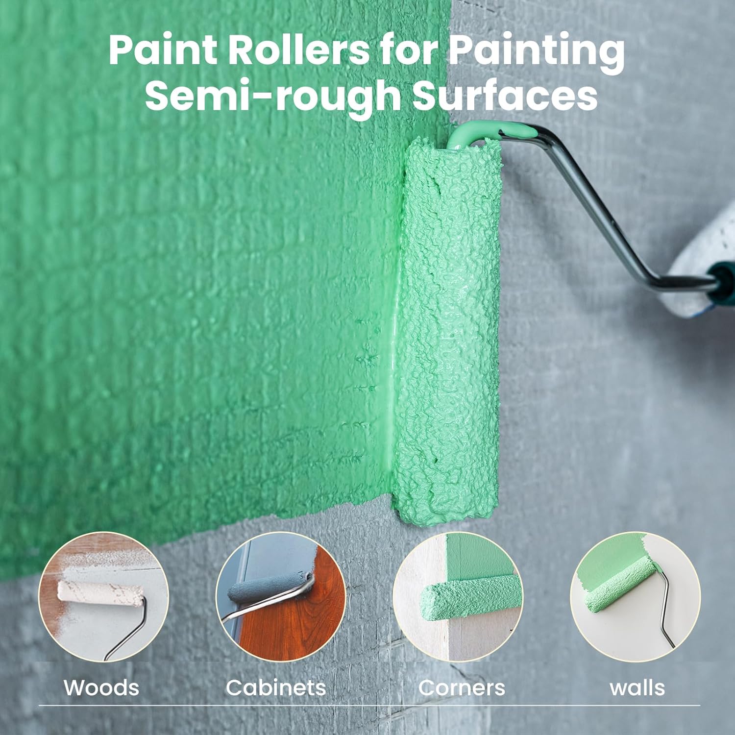 Microfiber Paint Roller Covers 4 Inch, 40 Pack Small Paint Roller Covers with Roller Frame Kit, Mini Paint Rollers