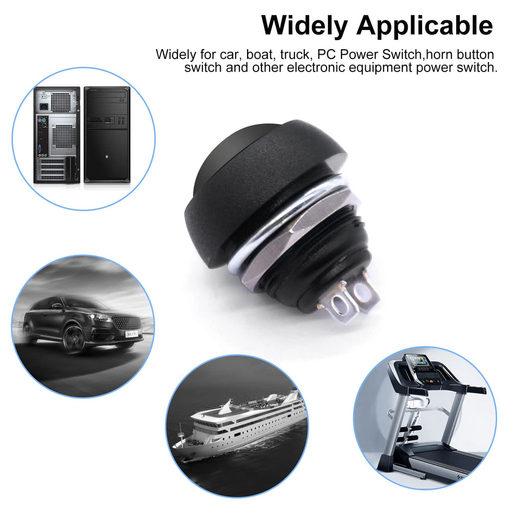 Twidec/10Pcs 12mm Momentary Push Button Switch 1/2" Mounting Hole On Off Mini Round Waterproof 5 Color with Pre-soldered Wires PBS-33B-5C-X-2