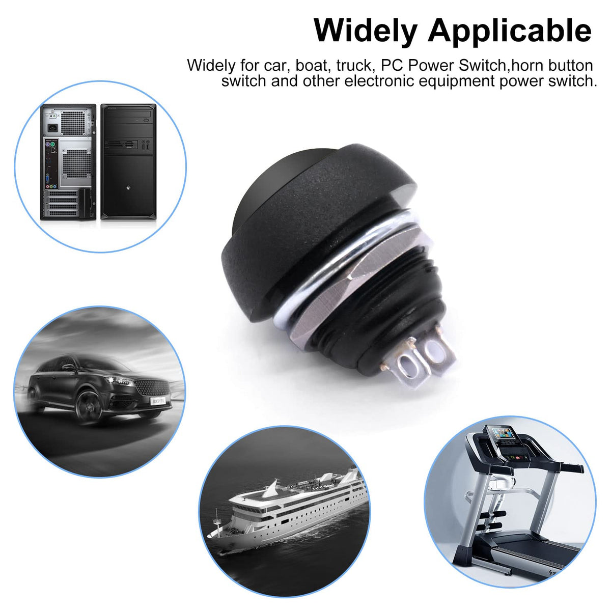 Twidec/10Pcs 12mm Momentary Push Button Switch 1/2" Mounting Hole On Off Mini Round Waterproof 5 Color with Pre-soldered Wires PBS-33B-5C-X-2