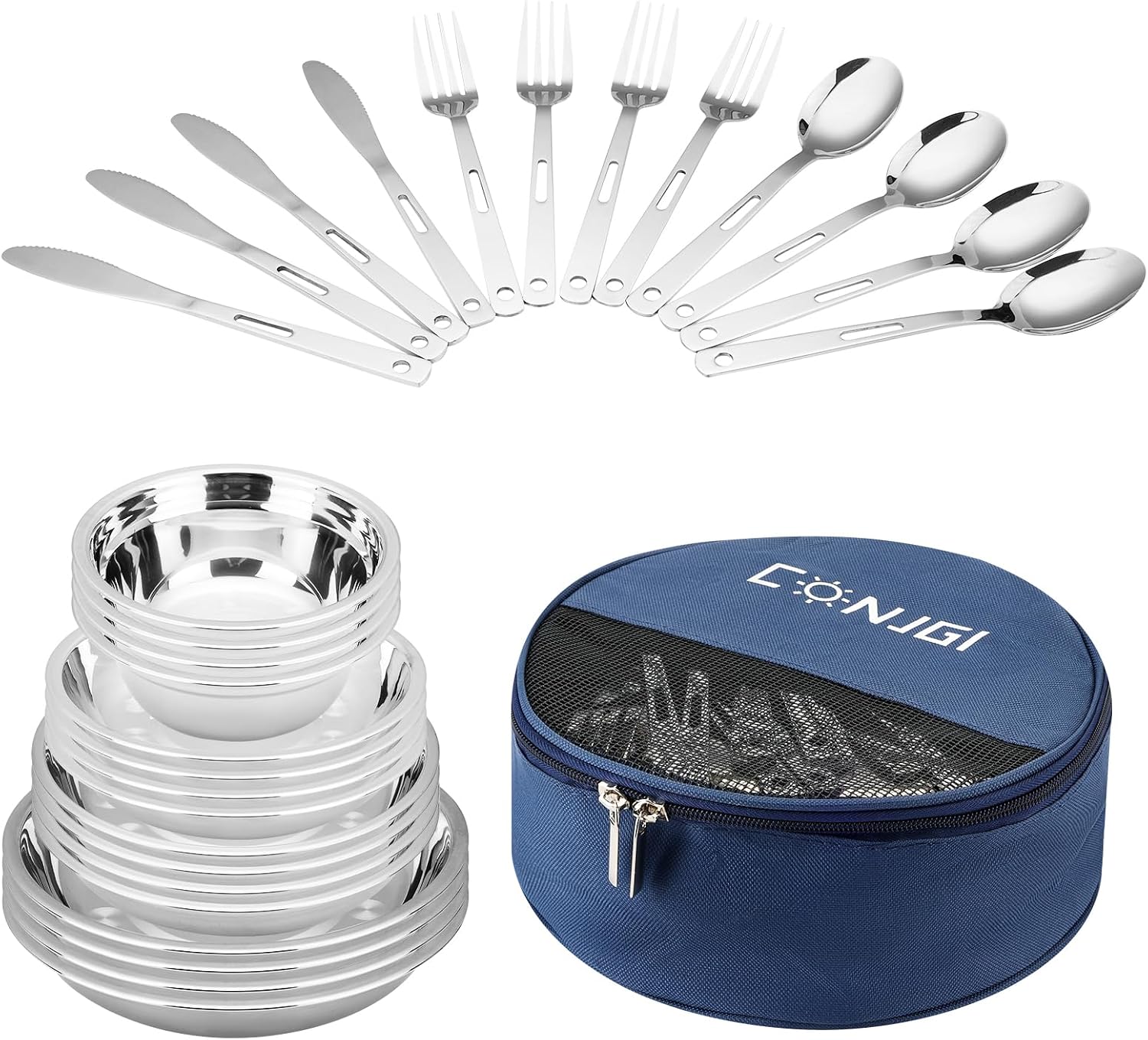 Camping Mess Kits - 28pcs Camping Dinnerware Set Camping Gifts Camping cookware Sets Camping Accessories Camping