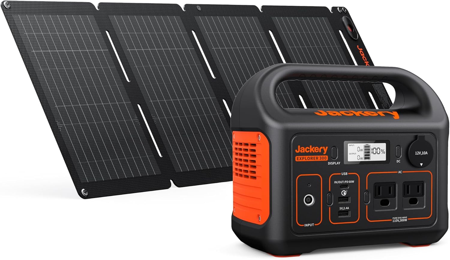 Solar Generator 300, 292Wh Power Station with 40W Solar Panel, 300W Pure Sine Wave AC Outlet for RV Outdoors Camping