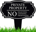 Private Property No Soliciting Liotering Trespassing Sign, Inground 11x11 Inches, Rust Free ACM, Fade Resistant, Made