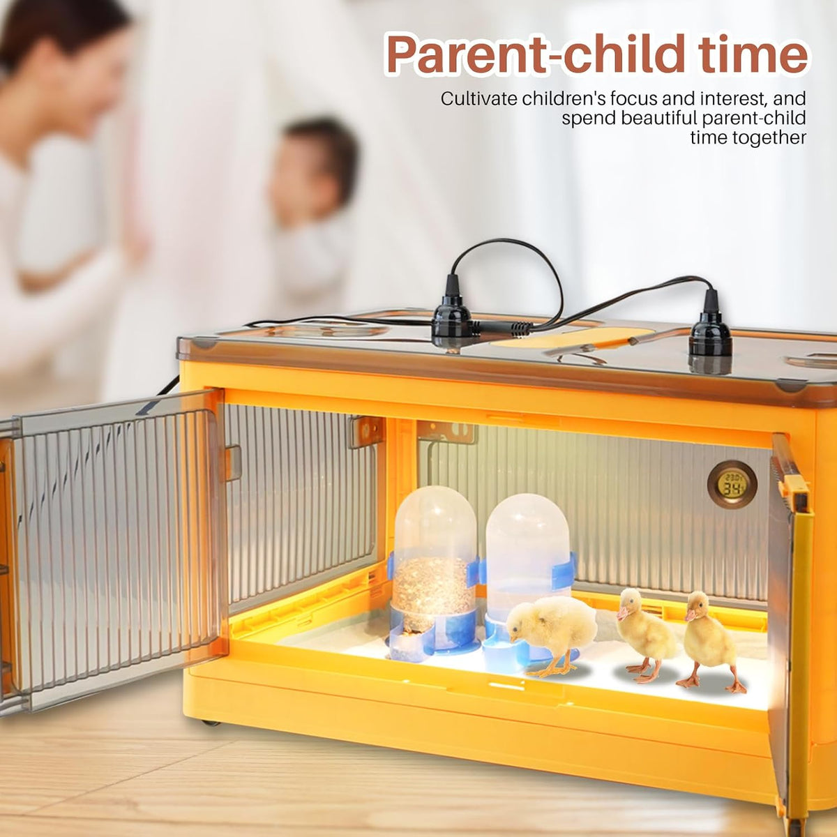 Chicken Brooder Box for Chicks, Brooder Heater Warms up to 20 Chicks with Feeder and Waterer, Poultry Breeding Box