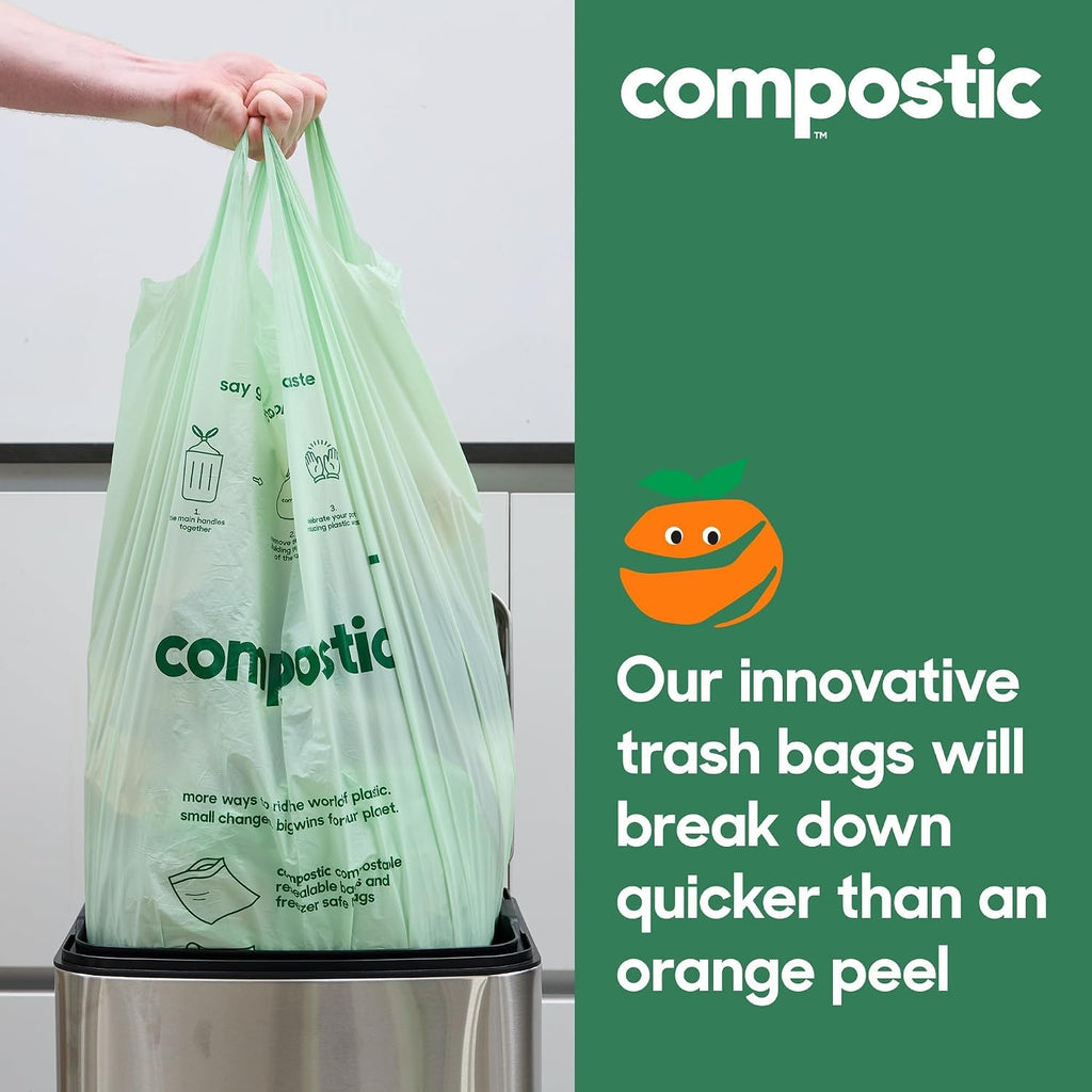 Compostable Small Trash Bags 2.6 Gallon for Bathroom, 200 Ct