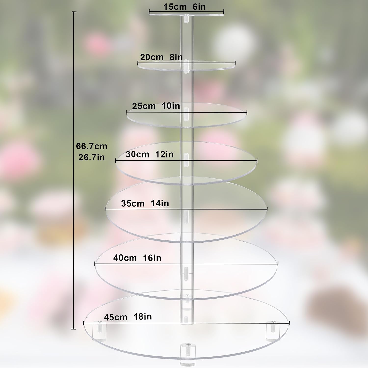 Large Cupcake Stand, 7 Tier Cupcake Tower Tree, Round Cupcake Display Stand, Tiered Cupcake Holder for Party,Clear