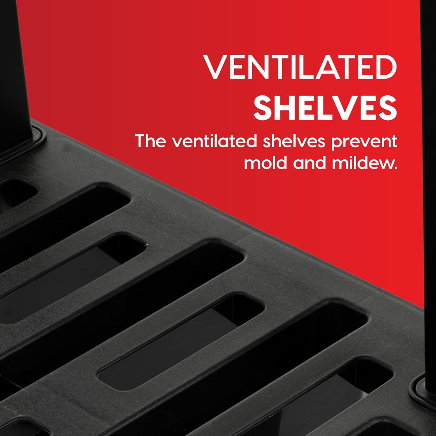 4-Shelf Heavy Duty Plastic Storage Shelves, 600lb Capacity, 56" H x 36" W x 18" D, Large Modular Shelving Unit