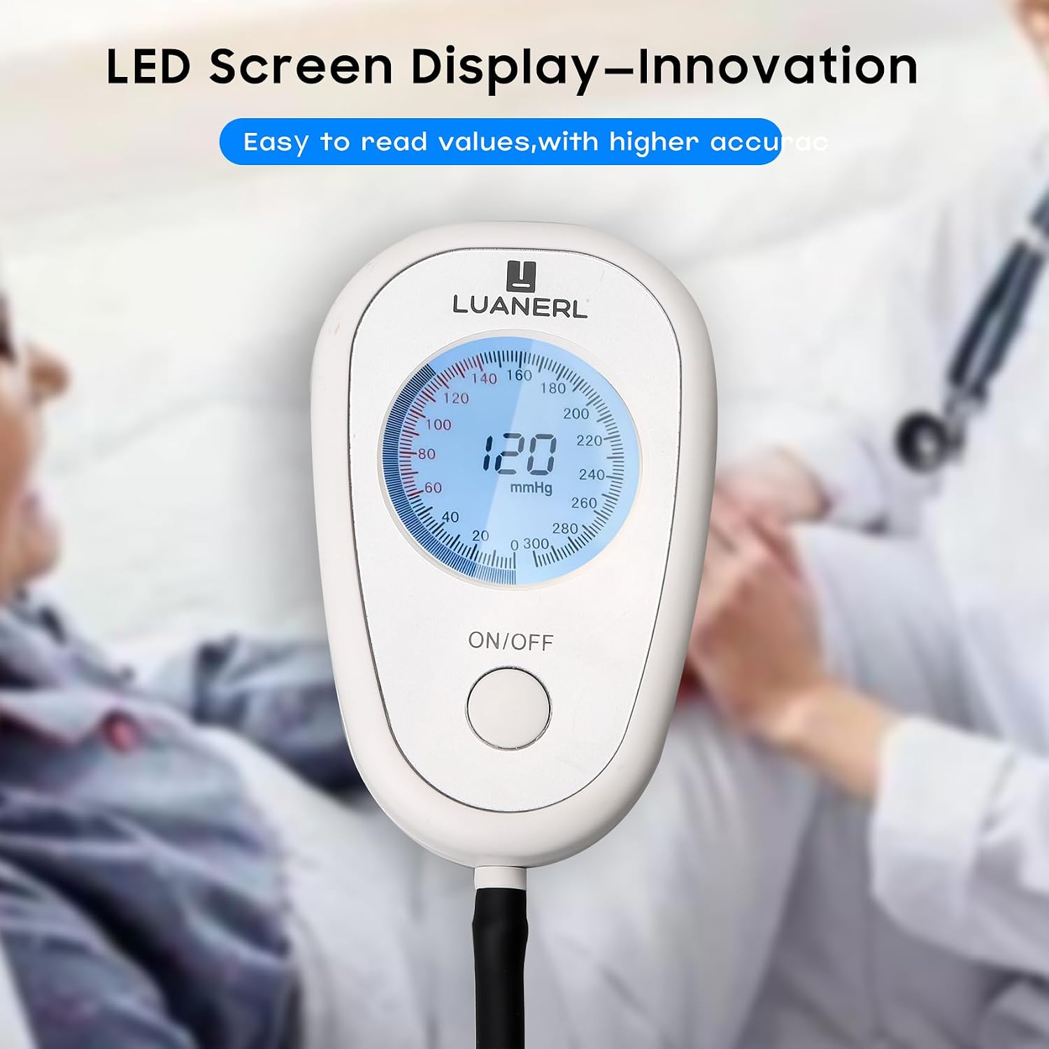 Professional Aneroid Digital Display Manual Blood Pressure Cuff Size 8”-17” Inches (20-42cm) Precise Sphygmomanometer