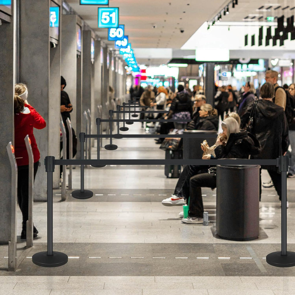 Crowd Control Barriers, 2 Pack Stanchions with 16.4 Ft Retractable Belt