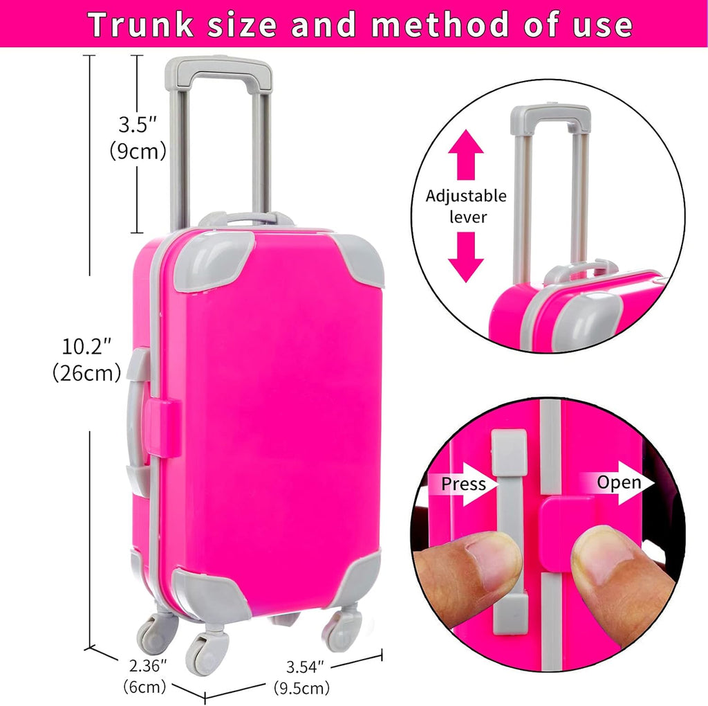 23 Pcs American 18 inch Doll Clothes and Accessories - Suitcase Luggage , Pillow, Sunglasses, Camera, Passport