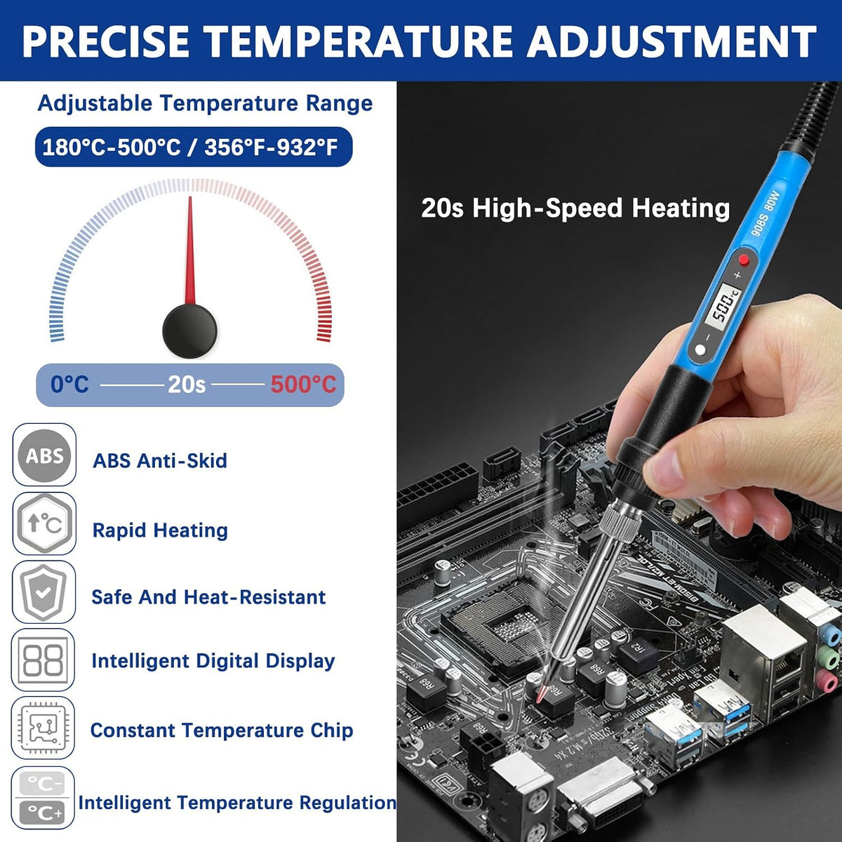 80W Soldering Iron Heat Set Insert Tool, LCD Digital Soldering Iron Kit