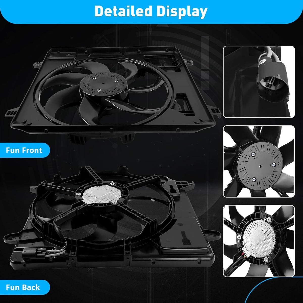 621-601 Engine Cooling Radiator Fan Assembly, Fits for JEE-p Wrangler 2012-2017, for Wrangler JK 2018, Replace 68143894AA 68143894AB 6010277 624080 CF13078