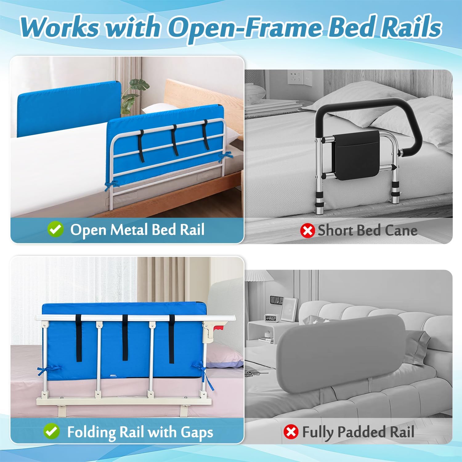 Bed Rails Pads for Elderly Adults Bumper Bed Assist Railings for Seniors Guard Bars Safety Medical Side Rail Padding