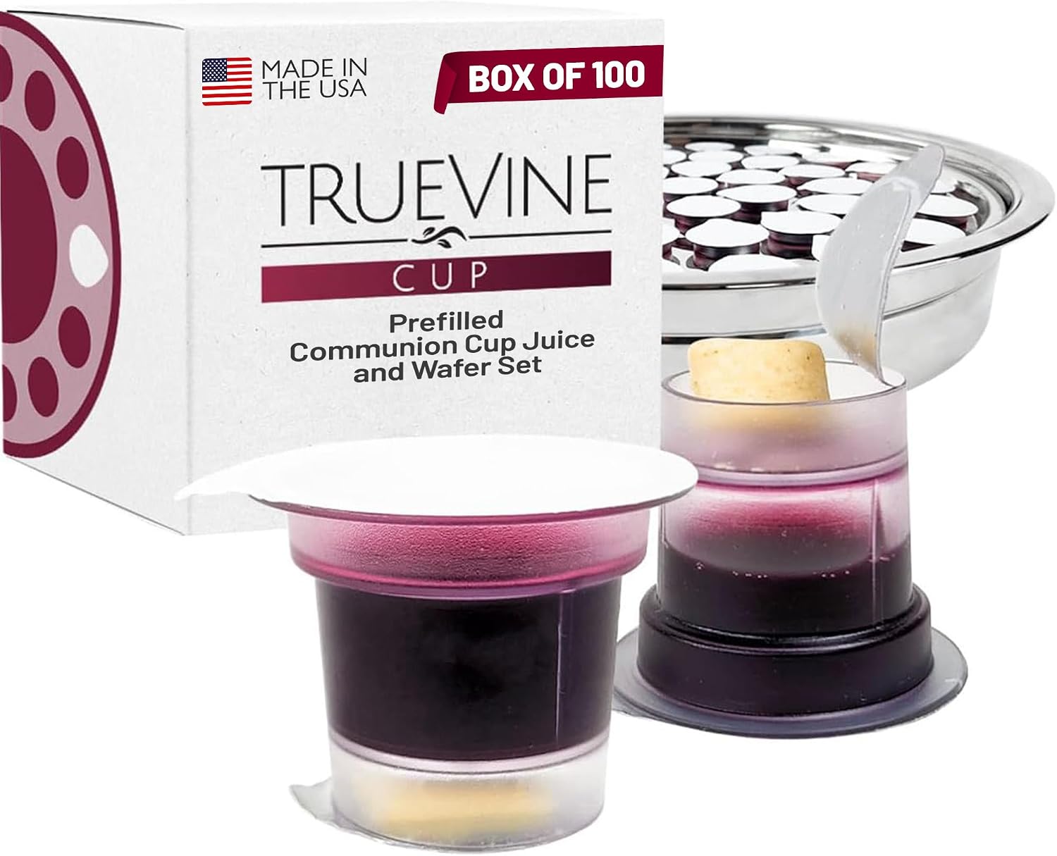 Cup Top & Bottom Prefilled Communion Cups & Wafer Set (100 Count)