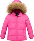 Girls' Fleeced Winter Coat Waterproof Puffer Jacket Hooded Outerwear | 5000mm Waterproof,Removable Faux Fur