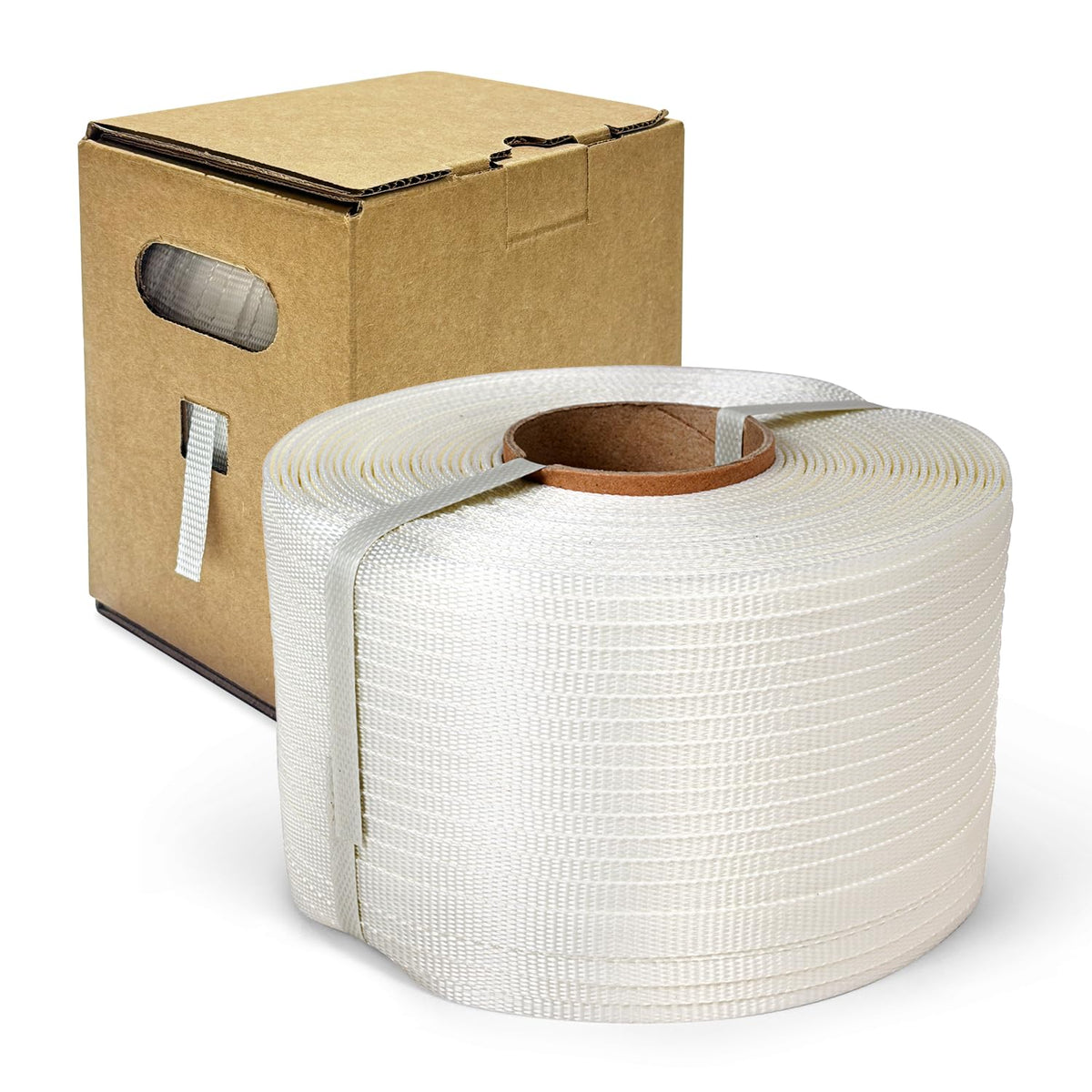1/2" Woven Poly Cord Strapping, 1500' Roll – 825 lbs Break Strength, Medium Duty, Weather-Resistant Flat Rope –