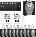 40 Pcs Groomsmen Gift Set, 10 Groomsmen Gift Bags with Tuxedo Design, 10 Stainless Steel Poker Bottle Opener, 10