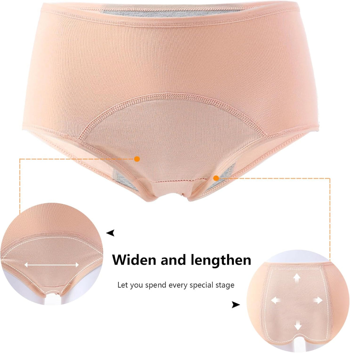 6Pcs Cotton Incontinence Underwear for Women, Middle Waisted Panties for Women over 60, Reusable Protective Briefs
