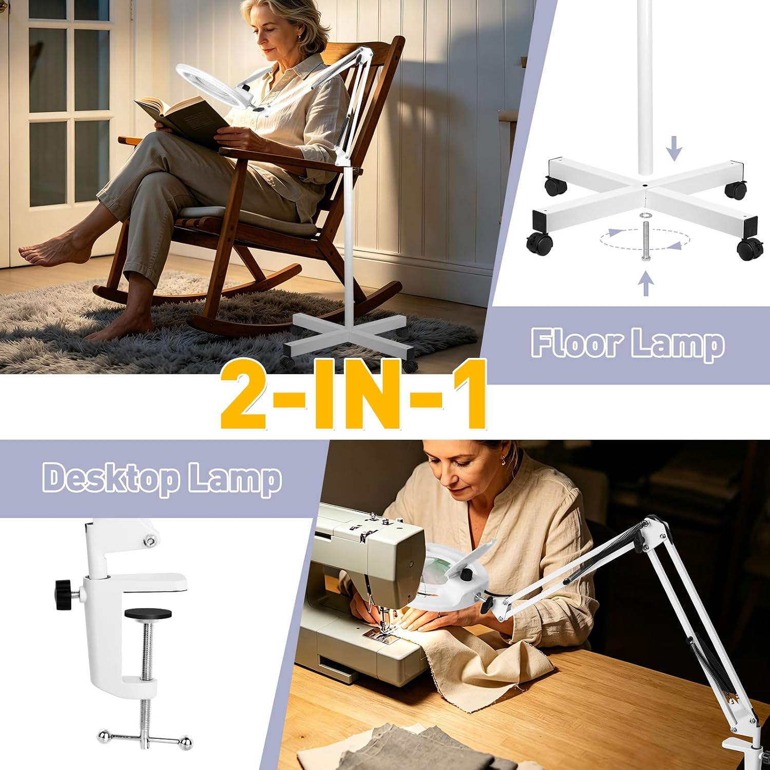 2200 Lumens Esthetician Magnifying Light with Rolling Wheels Base | 12X Real Glass, 144 Bright LED, Stepless