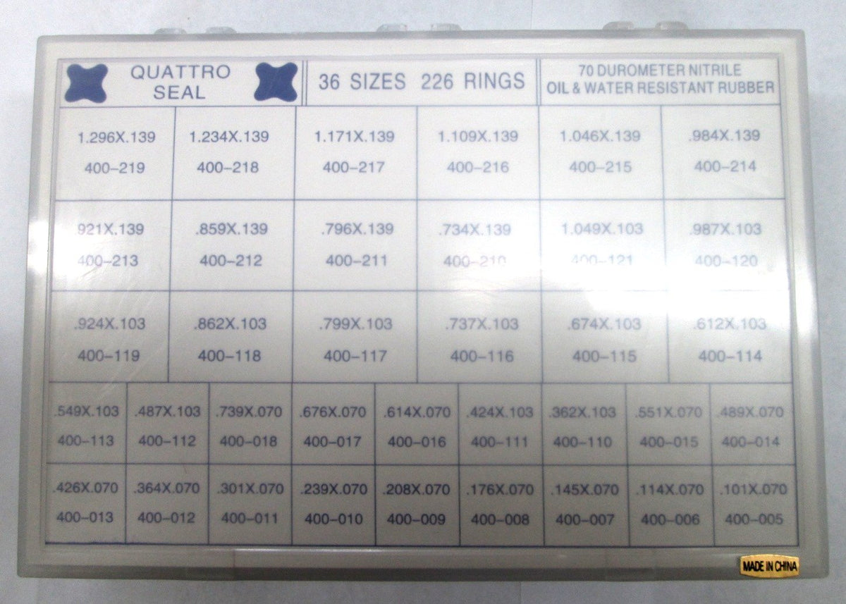 568-ORK-QUAD - Quad Ring Kit 36 Sizes - 226 Total Quad Rings.