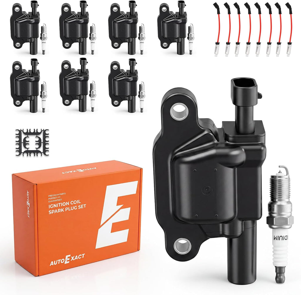 Ignition Coils & Iridium Spark Plugs & Wires Set Fit for Chevy Silverado Tahoe Suburban Avalanche Express GMC Sierra