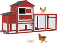 Mobile Chicken Coop with Wheels for 4-6 Chickens, Backyard Expandable Chicken House Duck Cage with Run, 2 Nesting