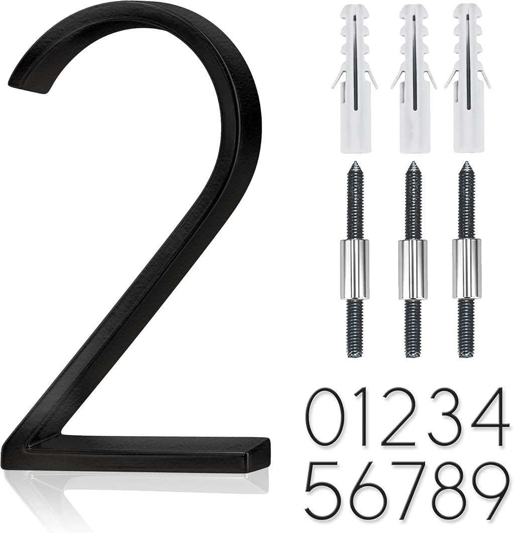 5" Stainless Steel Floating House Number, Metal Modern House Numbers (2) | Outdoor Signs, Mailbox Decor Number for
