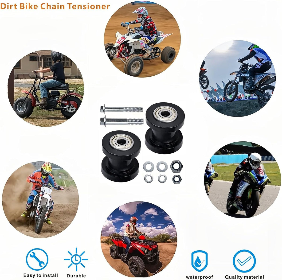 8mm & 8mm Chain Roller Tensioner Wheel Guide（Black）
