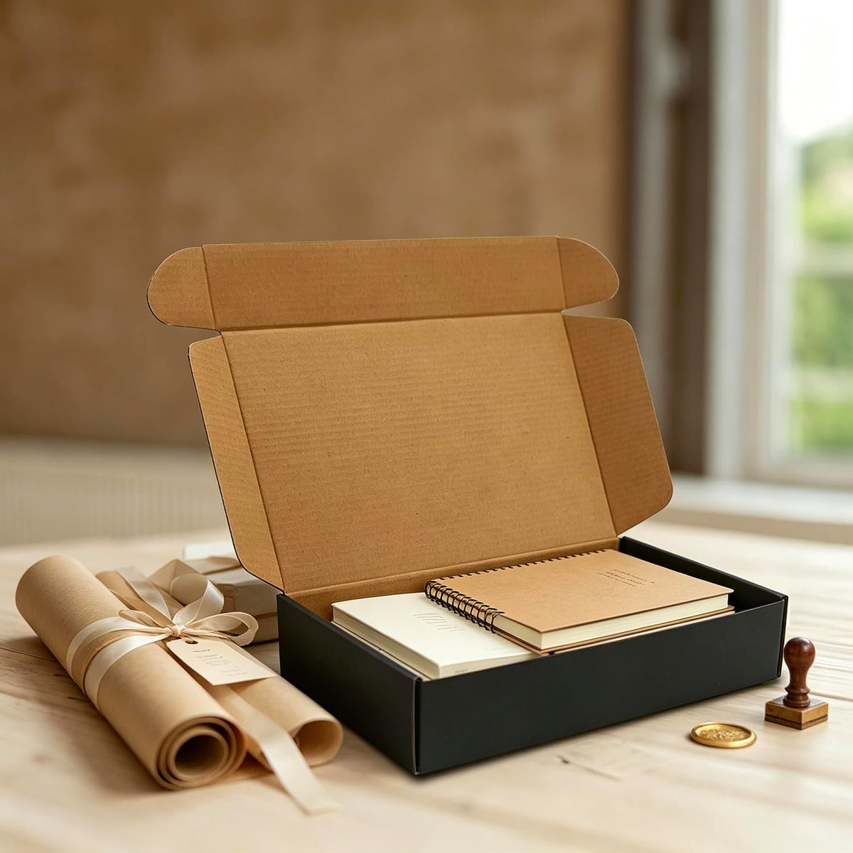 10x6x2 inch Black Shipping Box Pack of 20, Corrugated Cardboard Mailer Box