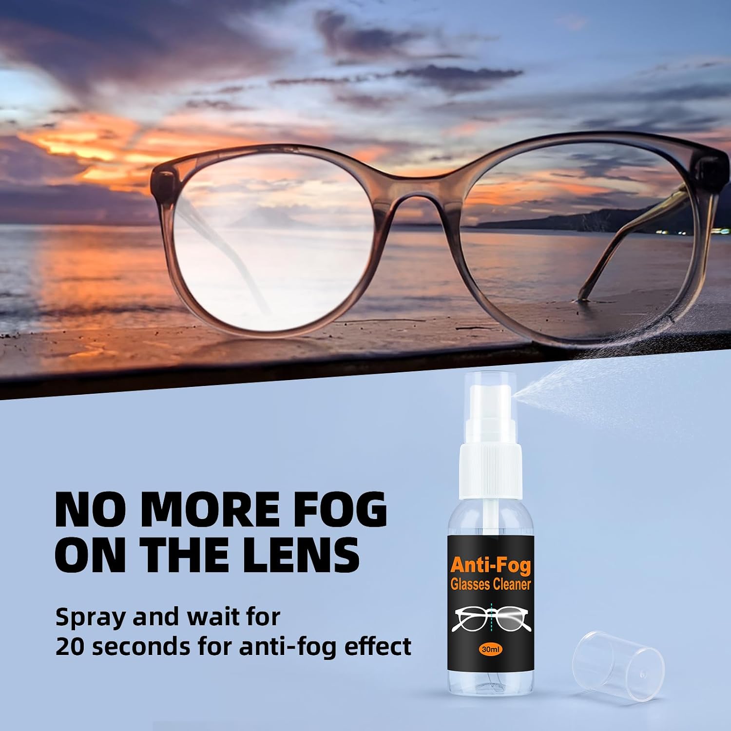 Glasses Cleaner Eyeglass Cleaning Kit with Anti Fog Spray, Microfiber Cloth | Streak-Free Cleaning Pads，Lens Wipes