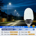 LED Shoebox Retrofit Lamp, 75/95/115W Selectable, 5000K Rotatable E39 Base