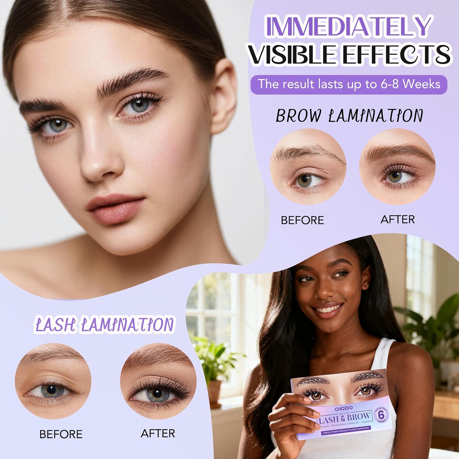 Lash Lift Kit - Eyelash Perm Kit - Eyebrow Lamination Kit, 2 in 1 Professional Eyelash Curling Lash Extension &