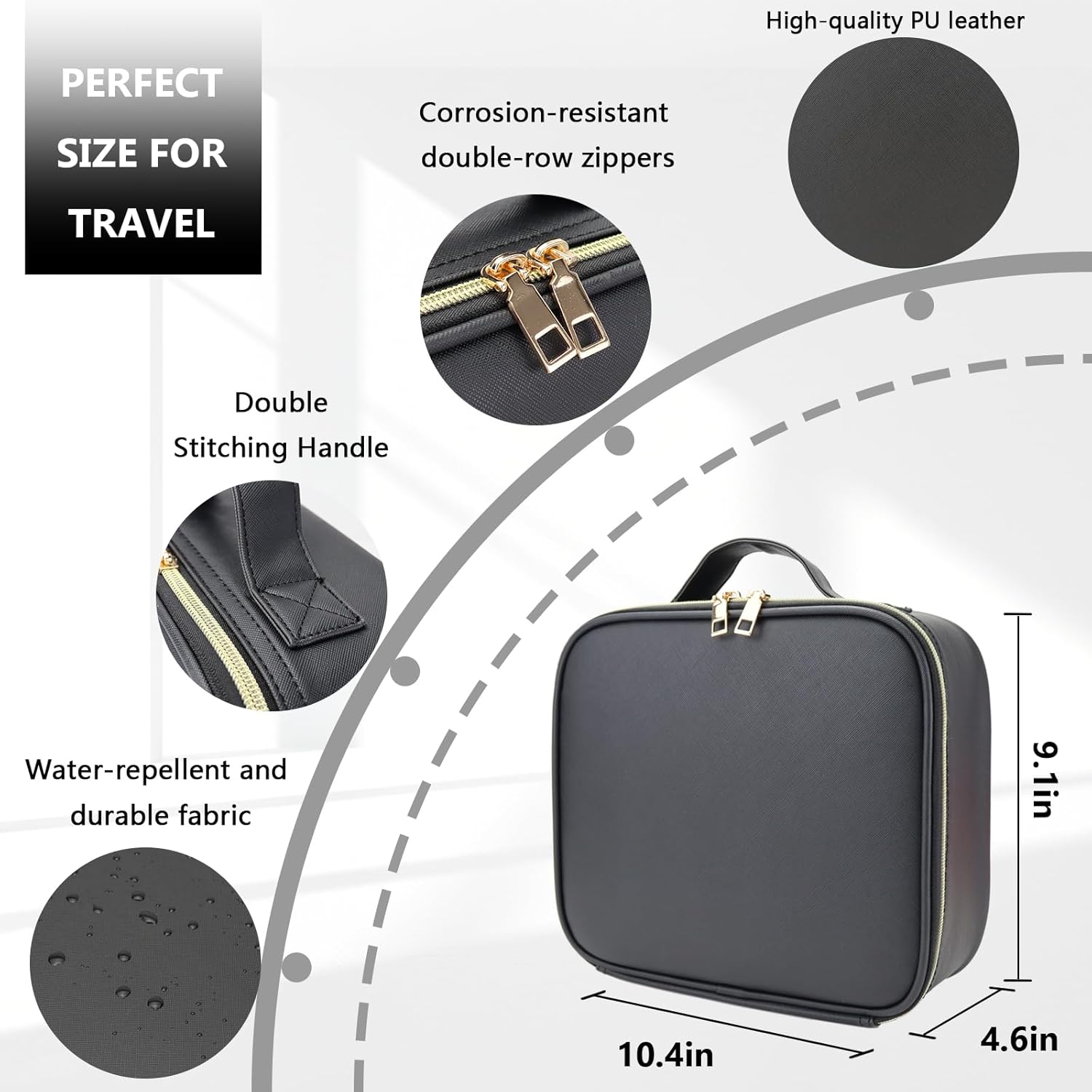 Makeup Bag with Led Mirror,Large Vanity Makeup Cases with 3 Color Setting,Portable Storage and Adjustable